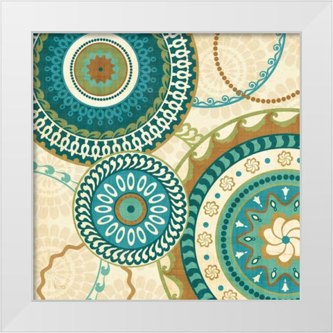 Owl Forest Suzani I White Modern Wood Framed Art Print by Charron, Veronique