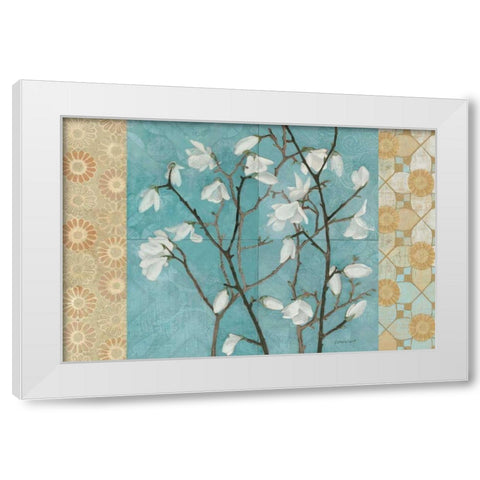 Patterned Magnolia Branch White Modern Wood Framed Art Print by Lovell, Kathrine