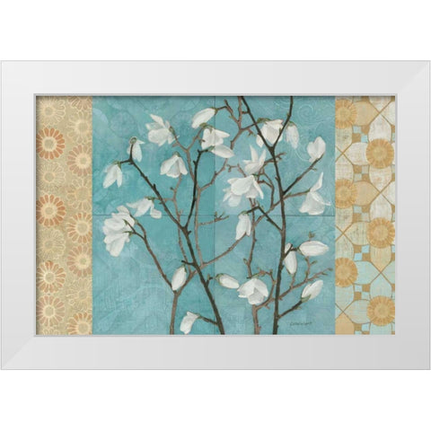 Patterned Magnolia Branch White Modern Wood Framed Art Print by Lovell, Kathrine