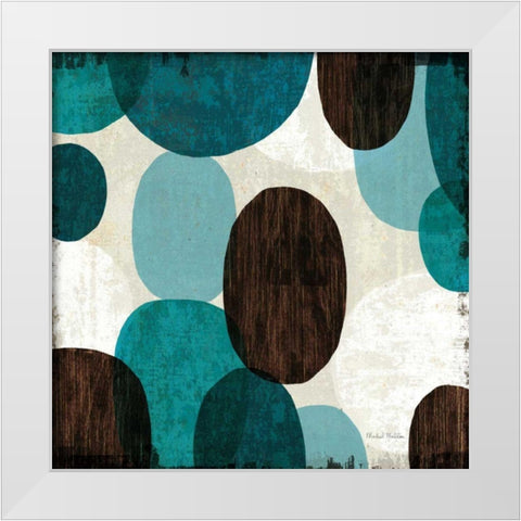 Blue Drips II White Modern Wood Framed Art Print by Mullan, Michael