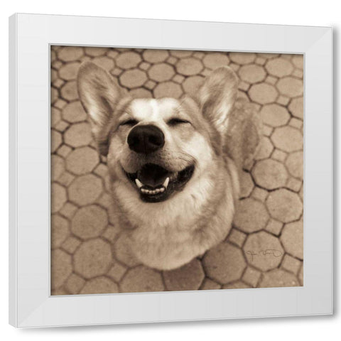 Smile and The World Smiles with You Crop White Modern Wood Framed Art Print by Dratfield, Jim