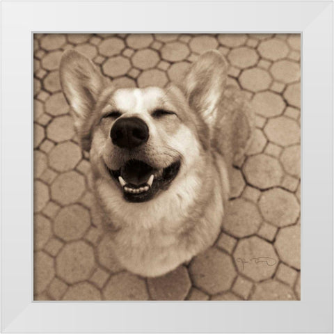 Smile and The World Smiles with You Crop White Modern Wood Framed Art Print by Dratfield, Jim