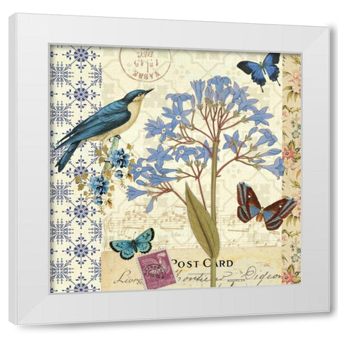 Blue Notes I White Modern Wood Framed Art Print by Pela