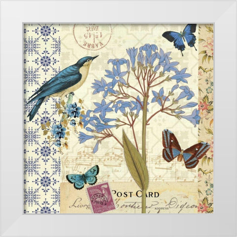 Blue Notes I White Modern Wood Framed Art Print by Pela