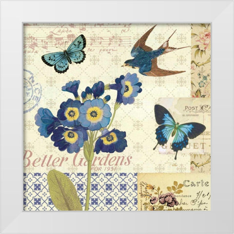 Blue Notes IV White Modern Wood Framed Art Print by Pela