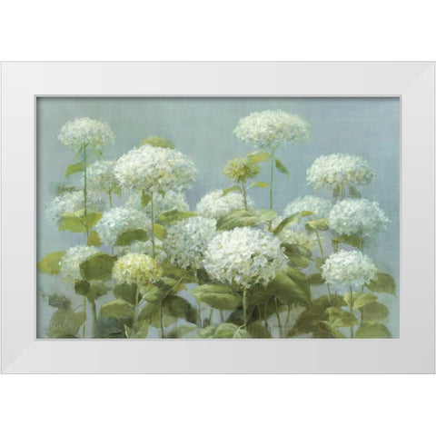 White Hydrangea Garden White Modern Wood Framed Art Print by Nai, Danhui