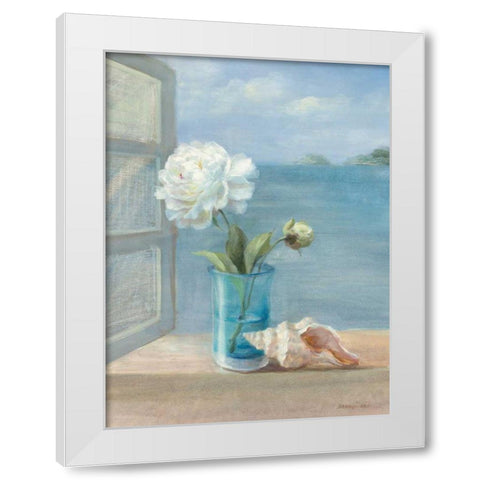 Coastal Florals I White Modern Wood Framed Art Print by Nai, Danhui