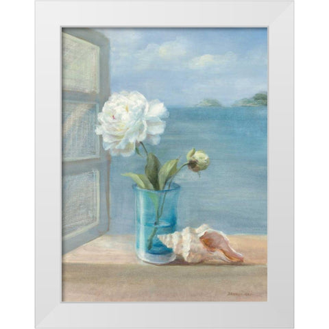 Coastal Florals I White Modern Wood Framed Art Print by Nai, Danhui