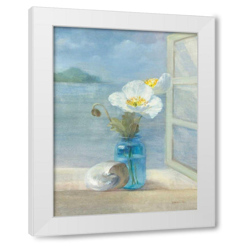 Coastal Florals II White Modern Wood Framed Art Print by Nai, Danhui