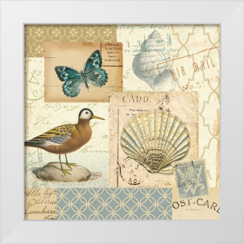 Coastal Collage I White Modern Wood Framed Art Print by Pela