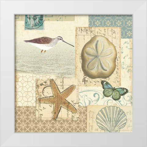 Coastal Collage III White Modern Wood Framed Art Print by Pela