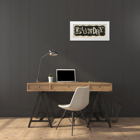 Room Signs I - Laundry White Modern Wood Framed Art Print by Pela Studio