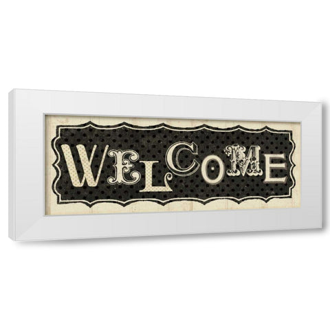 Room Signs IV - Welcome White Modern Wood Framed Art Print by Pela Studio