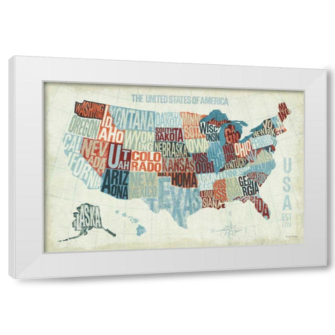 USA Modern Blue White Modern Wood Framed Art Print by Mullan, Michael