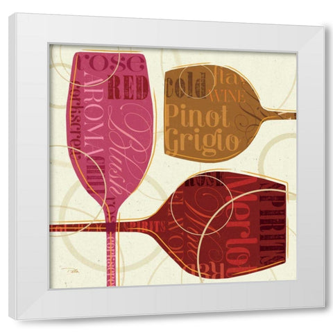 Colorful Wine III White Modern Wood Framed Art Print by Pela Studio