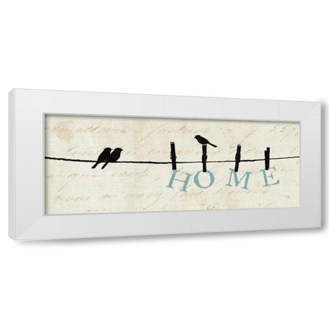 Birds on a Wire - Home White Modern Wood Framed Art Print by Pelletier, Alain