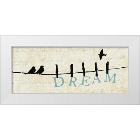 Birds on a Wire - Dream White Modern Wood Framed Art Print by Pelletier, Alain