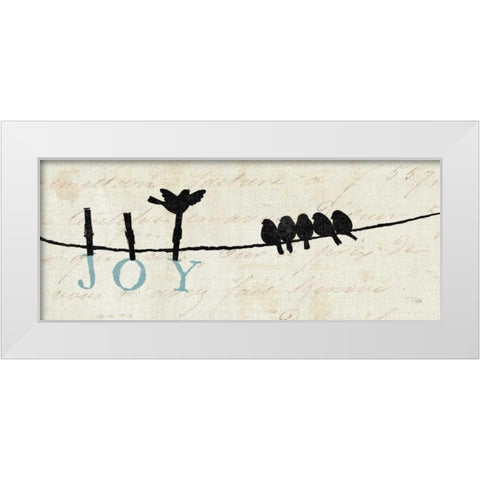 Birds on a Wire - Joy White Modern Wood Framed Art Print by Pelletier, Alain