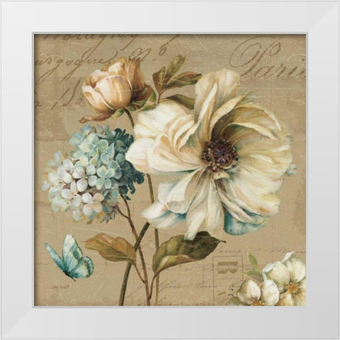 Marche de Fleurs Blue II White Modern Wood Framed Art Print by Audit, Lisa