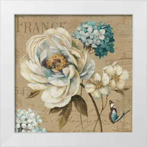 Marche de Fleurs Blue III White Modern Wood Framed Art Print by Audit, Lisa