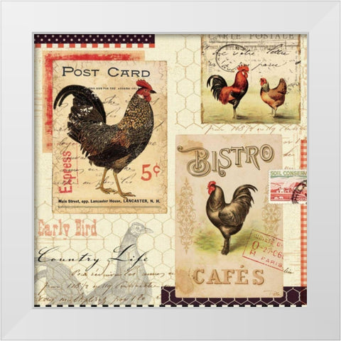 Rooster Farm I White Modern Wood Framed Art Print by Pelletier, Alain