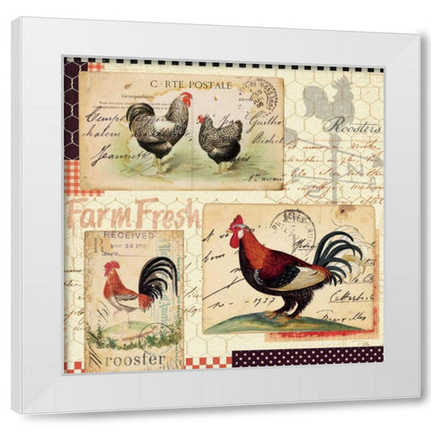 Rooster Farm II White Modern Wood Framed Art Print by Pelletier, Alain