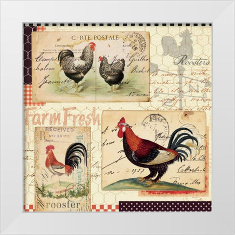 Rooster Farm II White Modern Wood Framed Art Print by Pelletier, Alain