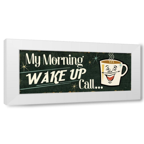 Funny Coffee I White Modern Wood Framed Art Print by Pela Studio