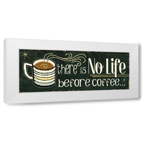 Funny Coffee II White Modern Wood Framed Art Print by Pela Studio