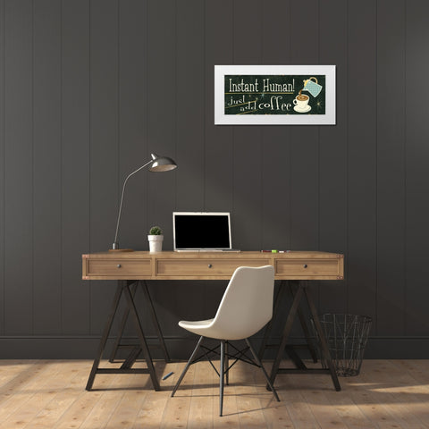 Funny Coffee III White Modern Wood Framed Art Print by Pela Studio