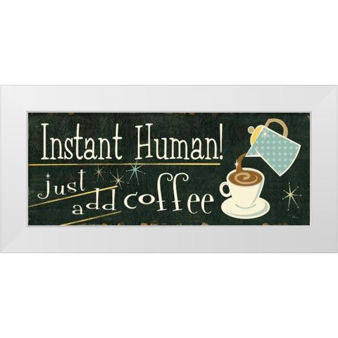 Funny Coffee III White Modern Wood Framed Art Print by Pela Studio