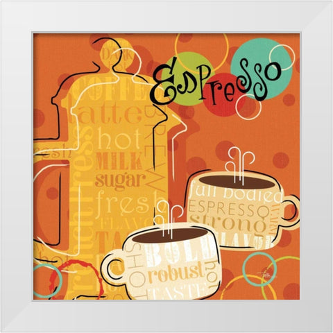 Funky Brew I White Modern Wood Framed Art Print by Pela Studio