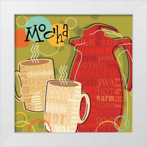 Funky Brew II White Modern Wood Framed Art Print by Pela Studio