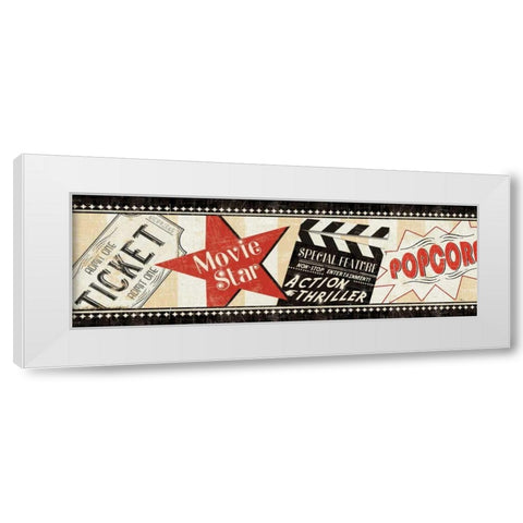 Movie Night White Modern Wood Framed Art Print by Pela Studio