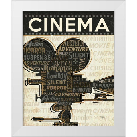 Cinema I White Modern Wood Framed Art Print by Pela Studio