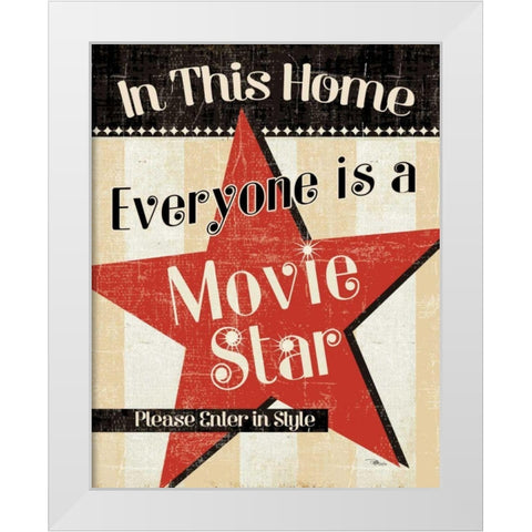 In This Home Everyone is a Star White Modern Wood Framed Art Print by Pela Studio
