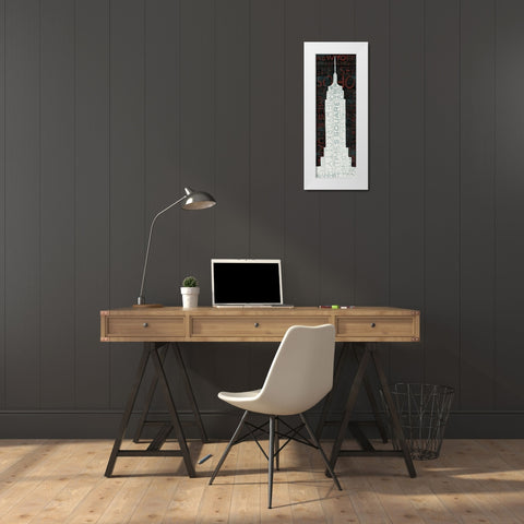 Empire State Building - Red White Modern Wood Framed Art Print by Mullan, Michael