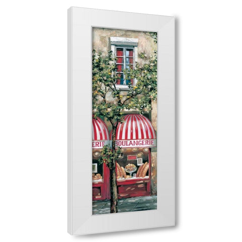 Red Striped Awning White Modern Wood Framed Art Print by St. John, Mark