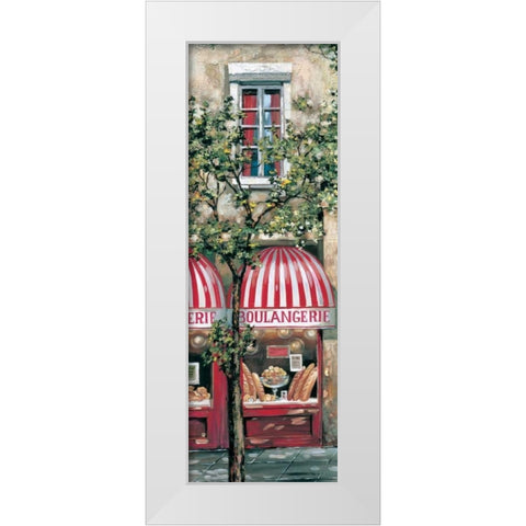 Red Striped Awning White Modern Wood Framed Art Print by St. John, Mark