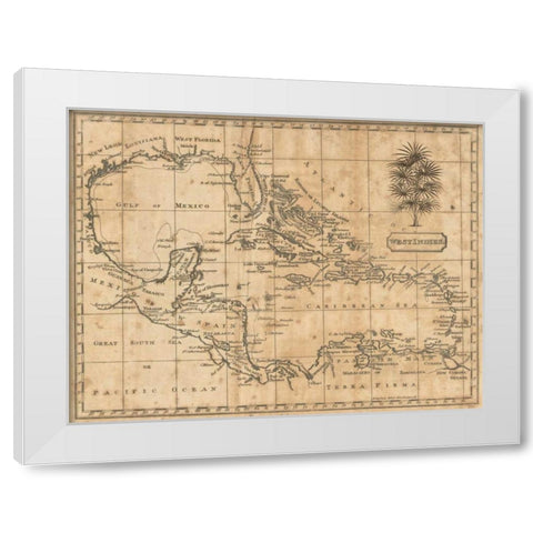 Caribbean 1806 White Modern Wood Framed Art Print by Arrowsmith, Andrew