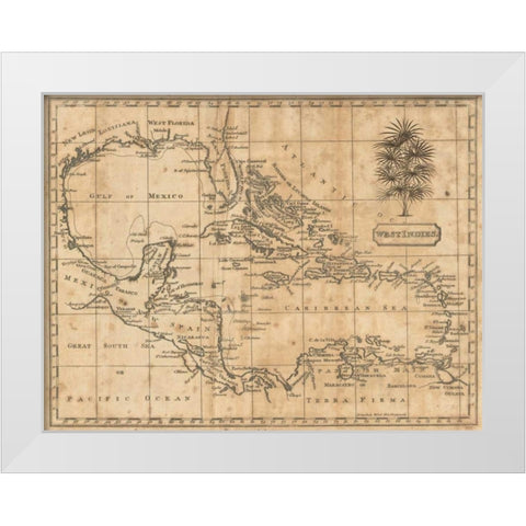 Caribbean 1806 White Modern Wood Framed Art Print by Arrowsmith, Andrew