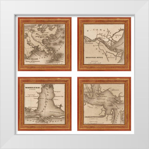 Southern Harbors 1860 White Modern Wood Framed Art Print by Johnson, Andrew