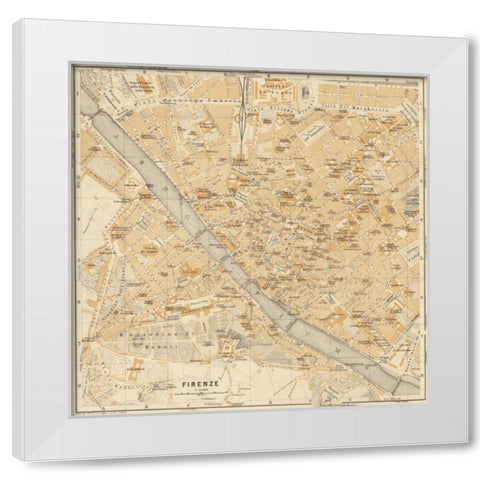Mapa di Firenze 1896 White Modern Wood Framed Art Print by Fiore, Lorenzo