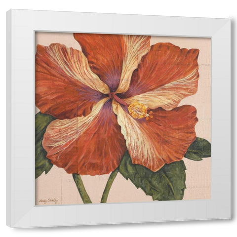 Island Hibiscus I White Modern Wood Framed Art Print by Shelby, Judy
