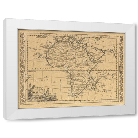 Africa 1800 White Modern Wood Framed Art Print by World Map
