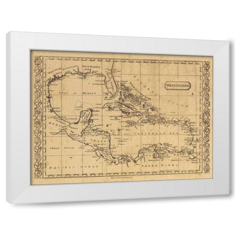West Indies 1806 White Modern Wood Framed Art Print by World Map