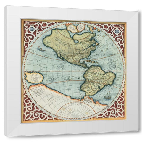 Terra Major I White Modern Wood Framed Art Print by Mercator, Gerardus