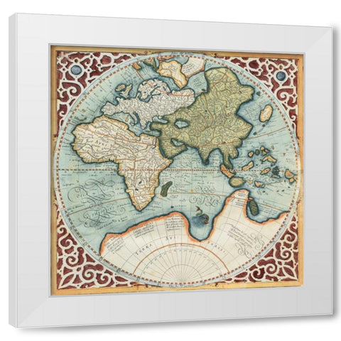 Terra Major II White Modern Wood Framed Art Print by Mercator, Gerardus