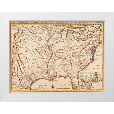 Rivers of America 1720 White Modern Wood Framed Art Print by LIsle, Guillaume