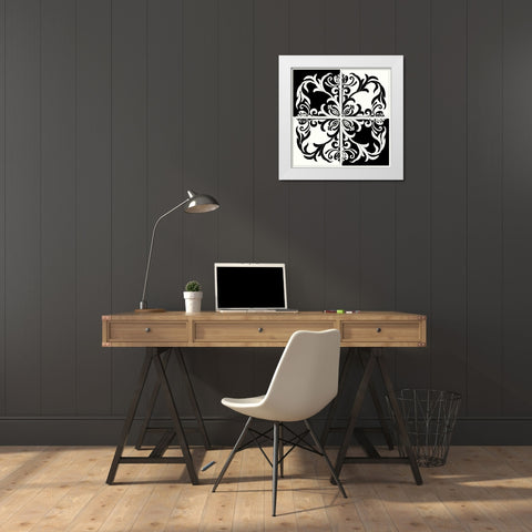 Damask Silhouette I White Modern Wood Framed Art Print by Shelby, Judy